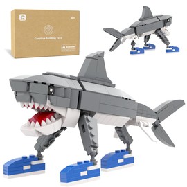 Inmygene Shark Building Set, Italian brainrot Toy Viral Meme Shark Building Kit, Poseable STEM Toy for Kids Ages 6+, Creative Gift with Adjustable Jaw & Tail