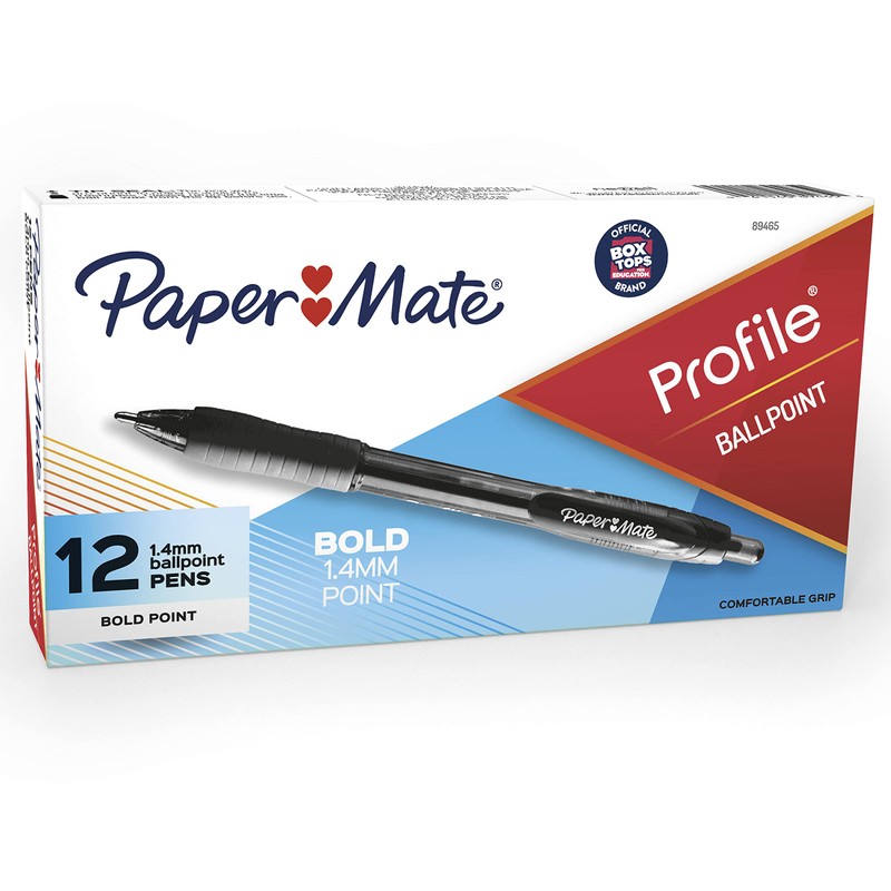 Paper Mate 89465 Profile Retractable Ballpoint Pens, Bold (1.4mm), Black,