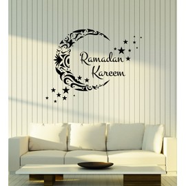 Ramadan Kareem Vinyl Wall Decal Lettering Crescent Stars Islamic Art Stickers Mural Large Decor (ig5501)