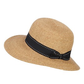 Women's Paper Braid 3.5 Inch Brim Ribbon Hat - Natural Heather OSFM