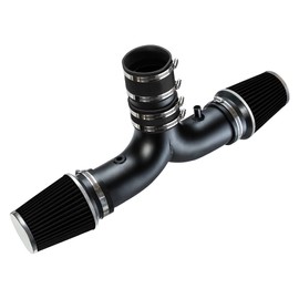 Rtunes Racing DUAL Short Ram Air Intake Kit + Filter Combo BLACK PIPE AND RED Compatible For 03-08 Dodge Ram Hemi / 04-07 Dodge Durango Hemi 5.7L V8