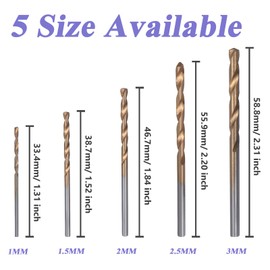 HaoTrade 50Pcs Titanium Coated Steel Twist Drill Bits, Mini Twist Drill Bit Set, Metal Drill Bits Kit, Round Shank High Speed Twist Drill bit Sets for Drilling Wood Plastic Copper Aluminum Alloy