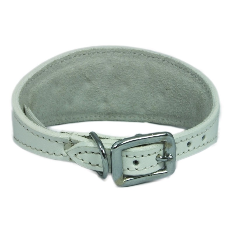 4doggies 10-12 Inch White Italian Greyhound Leather Collar Diamante Stiching