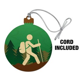 GRAPHICS & MORE Hiker Hiking Symbol Mountain Nature Wood Christmas Tree Holiday Ornament