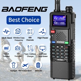 Ham Radio Baofeng Radio Long Range 5RM 10W Handheld NOAA Emergency Weather Radio 3800mAh Battery Rechargeable Walkie Talkies for Adults with Programming Cable,USB-C Charging for Survival Gear,2 Pack