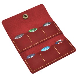 Turbosnail Guitar pick holder leather,Guitar pick holder gift,Leather guitar pick case, guitar pick case,Gift for guitarist (Red)