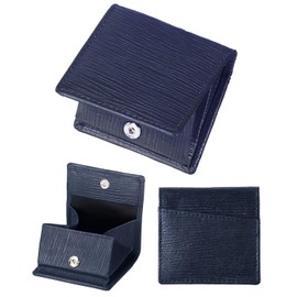 Genuine Leather Coin Purse, Coin Case, Men's, Women's, Box-Shaped, Thin, Small, Back Pocket, Wallet, Stylish, Business, Job Gift, Navy