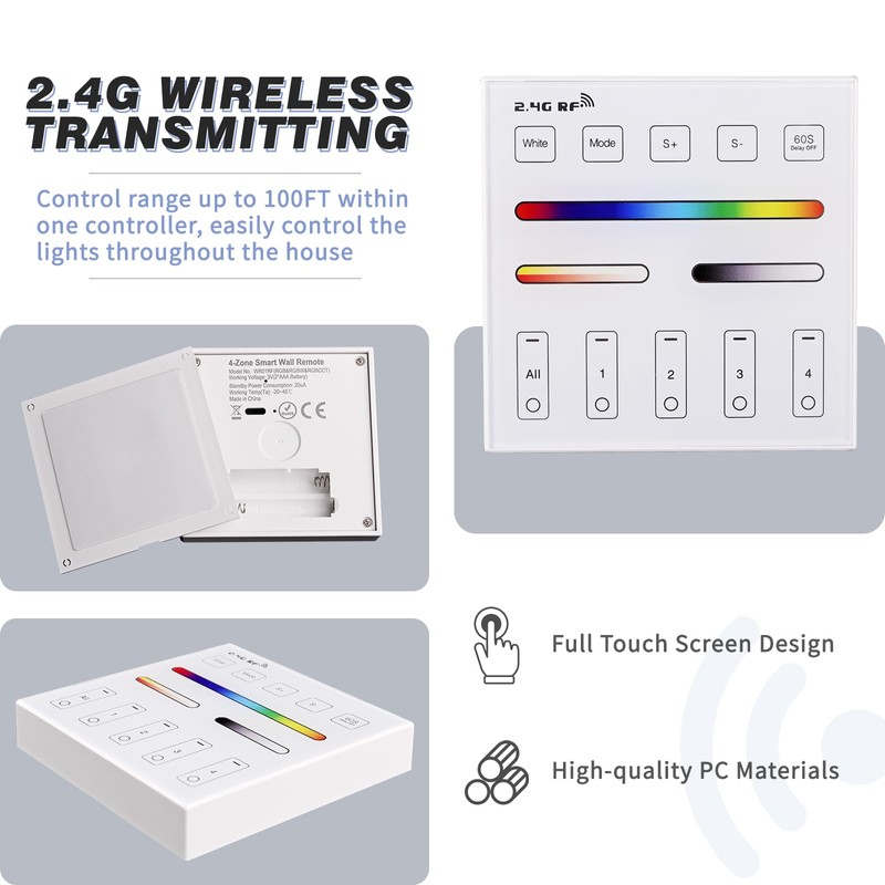 2.4G Wireless Touch Panel Remote Control for RGB RGBW RGBCCT