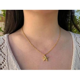 Sunny the Starfish Charm Necklace with Twisted Gold Chain - Stainless Steel 18k Gold Plated - 18inch Chain with 2inch Extension