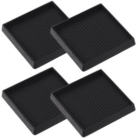 Keadic Non-Slip Rubber Caster Cups Assortment Set, Round and Square Anti Slide Leg Coasters Floor Protector Furniture Pads for Piano Sofa Bed Chair Couch Stoppers (4 * 4 Inches, Square-Black)