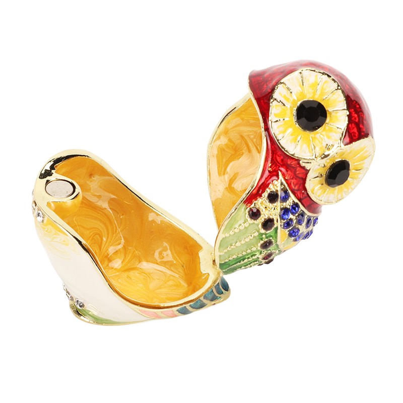 Metal Trinket Box Owl Shape Shiny Exquisite Zinc Alloy Jewelry