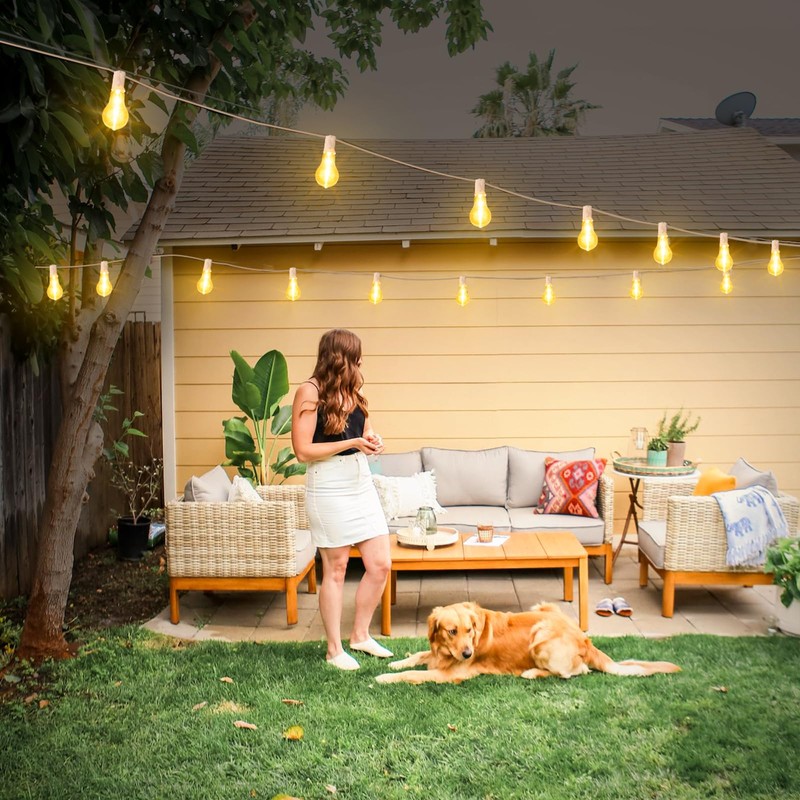 Larkvue 100FT Outdoor String Lights, LED Patio Lights with 42