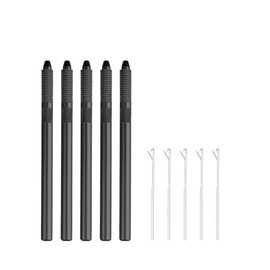GlamorDove Hair Extension Tool Hair Loop Tool 5Pcs Pulling Hook Crochet Needles for Silicone Link Rings Beads Feathers Extensions Loop Tools Dismountable Hair Needle（Black）