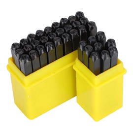 Hapivida Number Letter Alphabet Punch, 36Pcs Carbon Steel Pin Punch Set Heavy Duty Punch Tool Set Metal Stamping Tool Kit for Metal Leather, with Handy Storage Box(5mm)