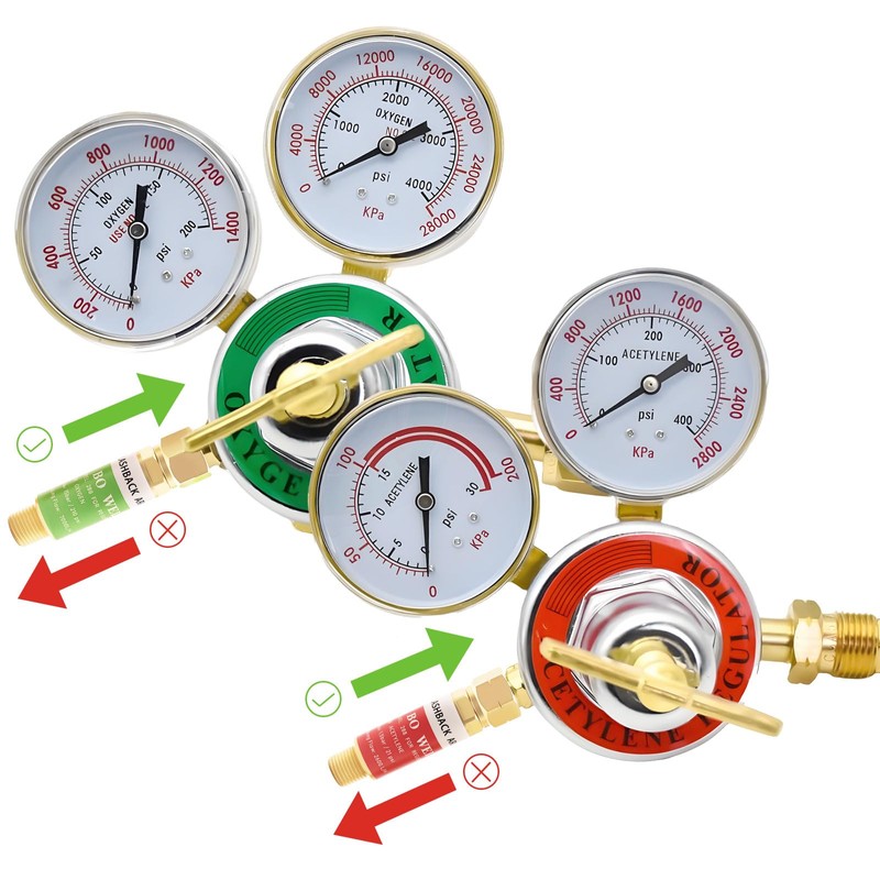 BO WELD Oxygen and Acetylene Flashback Arrestors Set Regulator End