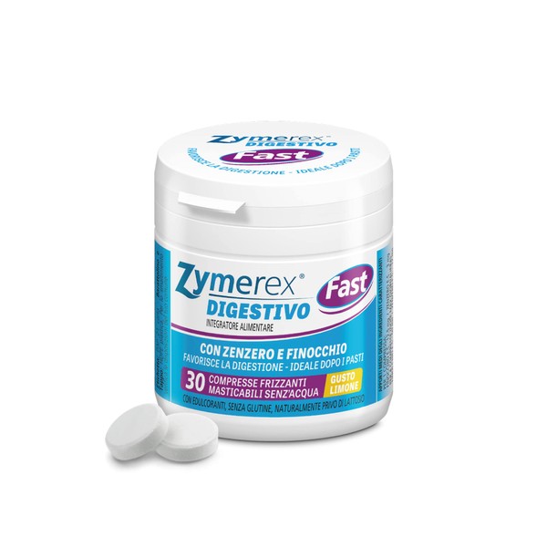 Zymerex FAST | 30 Tablets | Digestive with Fennel and Ginger | Gluten Free | Lactose Free | Suitable for Vegetarians and Vegans