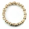 Men's Skull Bracelet White Skulls Solid Strand Stretchy Adjustable Mans,