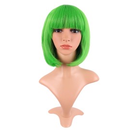 MapofBeauty 30 cm Female Short Straight Hair Bob Wig, Neon Green