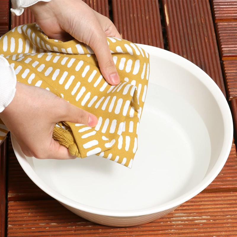 Fujiboeki Cushion Cover 45×45 Yellow 100% Cotton with Tassel Dot