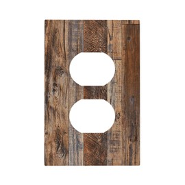 Rustic Brown Wood Grain 1 Gang Duplex Outlet Covers Electric Socket Switch Plate Decorative Light Switch Cover for Bedroom Bathroom Decor 5 X 3 IN