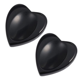 mookaitedecor Pack of 2 Natural Black Obsidian Heart Shaped Crystal Thumb Worry Stones for Anxiety Stress Relief, Polished Pocket Stones Palm Quartz Healing Crystal Gifts for Reiki Chakra Balancing