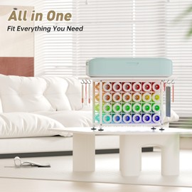 Small Craft Organizers and Storage Compatible with Cricut Machines Craft Table Storage with 24 Vinyl Roll Holders, Crafting Cabinet Workstation Tool Holder for Craft Room Home Office