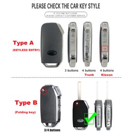 ontto Car Key Fob Cover Case fit for Kia Sportage For Kia Ray Sorento Soul Telluride Cerato 2020 K5 K8 2022 Smart Key holder Metal Leather Shell keyring keychain bag accessories 3/4 buttons Grey A