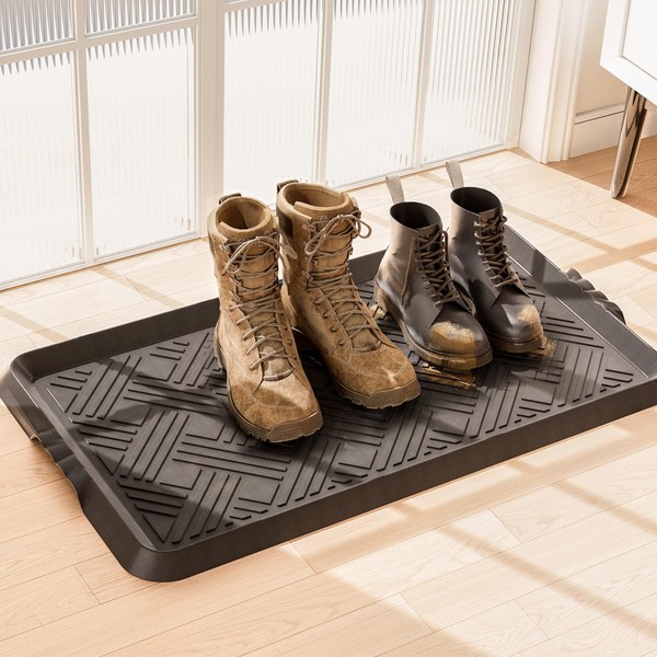 LFCONNECT 2 Pack Rubber Boot Tray, Shoe Trays for Entryway,