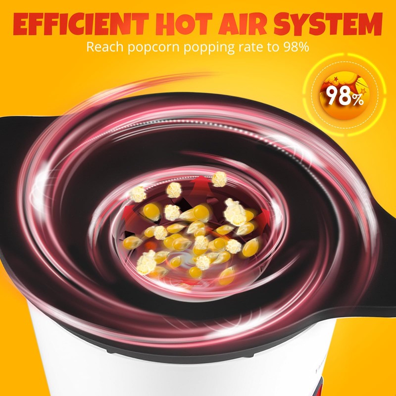 Hot Air Popcorn Popper with Serving Bowl for Family Gathering