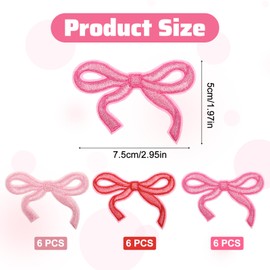 18pcs Pink Bow Iron on Patches Pink Bow Patches Sew on/Iron on Embroidered Patch for Hats Bags Jackets Embroidery Bowknot Decor Supply for DIY Projects