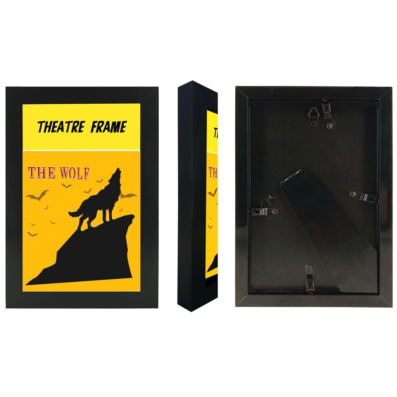 ReqiHome 4 Packs,Theatre bill Frame with Real Glass,Black Theatre Frame,Holds