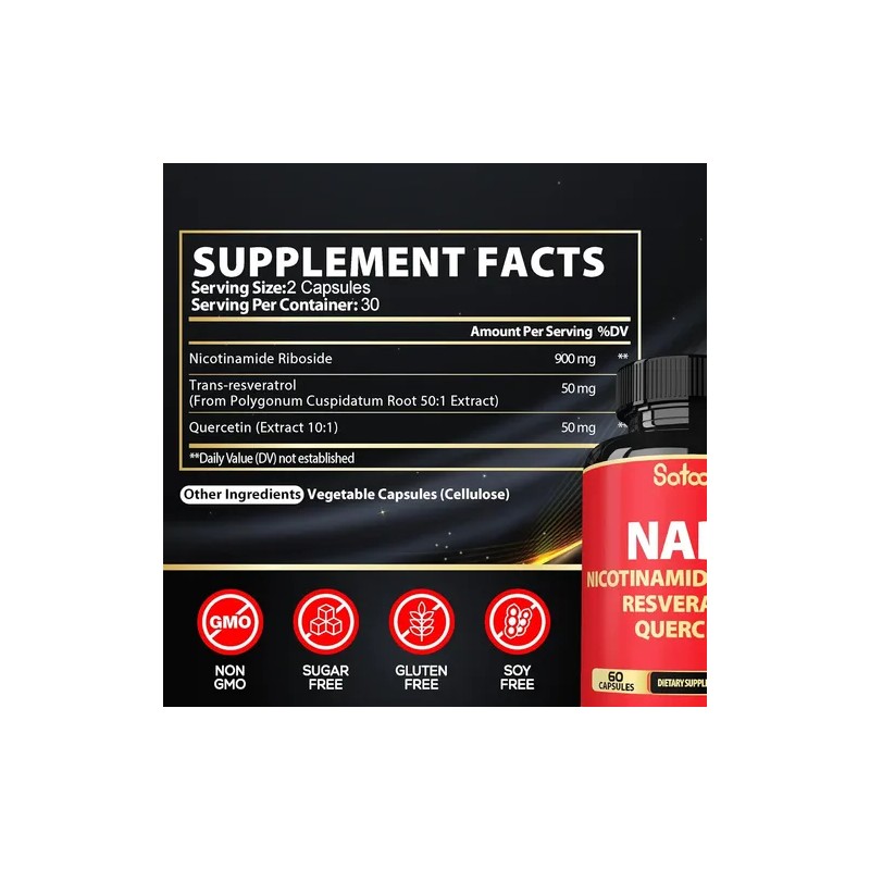 Nad Resveratrol Quercetina 60 Caps. Antienvejecimiento