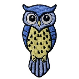 Cute Blue and Yellow Owl Applique Embroidered Badge Iron On Sew On Patch