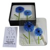 Pair of Handcrafted Glass Coasters with a Blue Flower