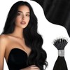 Moresoo Nanoring Real Hair Extensions, 60 cm, Black, Stylish Invisible