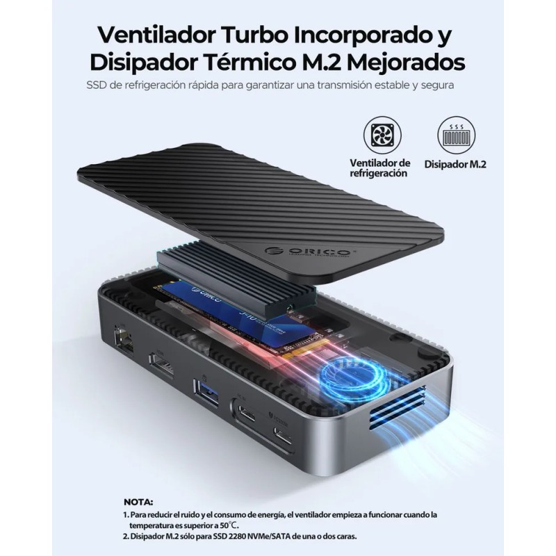 Orico Hub USB-C 10 en 1 con Carcasa SSD M.2