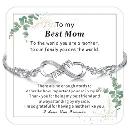 Infinity Bracelet Gifts for Mum,Sister,Grandma,Daughter, Silver-Plated Bracelets for Women, Teen Girls, Adjustable Ladies Bracelets, christmas gifts, Birthday Valentines Day Graduation Gifts (Mum)