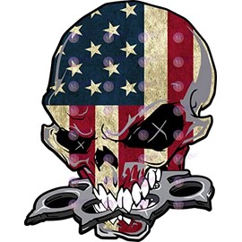 3 pcs Flag Skull Stickers, Skull American Flag Car Sticker Decal (2in, Subdued)