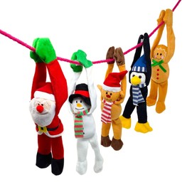 Podzly 12 Assorted Christmas Holiday Plush Character - Festive and Whimsical Hanging Decorations to Add Fun - Santa, Snowman, Penguin, Gingerbread, and Reindeer
