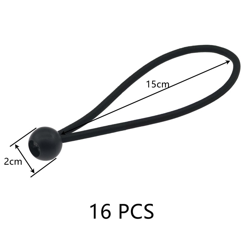 16 PCS Black Bungee Cords with Carabiner Clips,Easy Fix Bungee