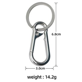 Heavy Duty Compact Metal Carabiner Keychain with Lobster Clasp, 68mm x 30mm Split Ring, Zinc Alloy, Silver