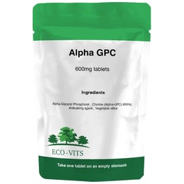 ECO-VITS Alpha GPC (600MG) 365 TABS. Recyclable Packaging. Sealed Pouch