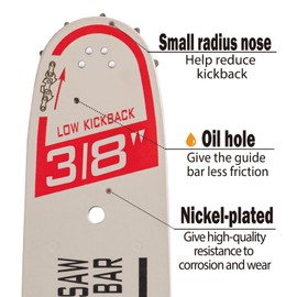 20" Chainsaw Bar & Chain Combo - 3/8" Pitch, .050“ Gauge 72 Drive Link For Husqvarna 455 Rancher, 460 Rancher, 570, 576XP,257,365, 372XP, Jonsered, Poulan PP5020AV, PR5020 (KN20072CY4L)