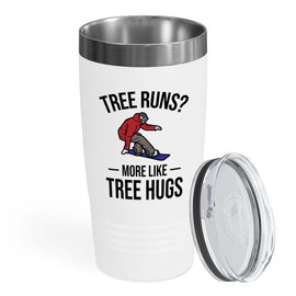 Snowboarding White Edition Viking Tumbler 20oz - Tree runs - Ski Snowboard Goggles Snowboarder Skiing Snowboarding Gift Skiers Hiking Mountain