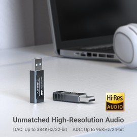 Cubilux USB to 3.5mm Audio Adapter, Hi-Res 384KHz/32-bit USB A DAC Dongle, UAC 2.0 External Sound Card for PC Laptop MacBook, Windows 11/10, macOS, Linux