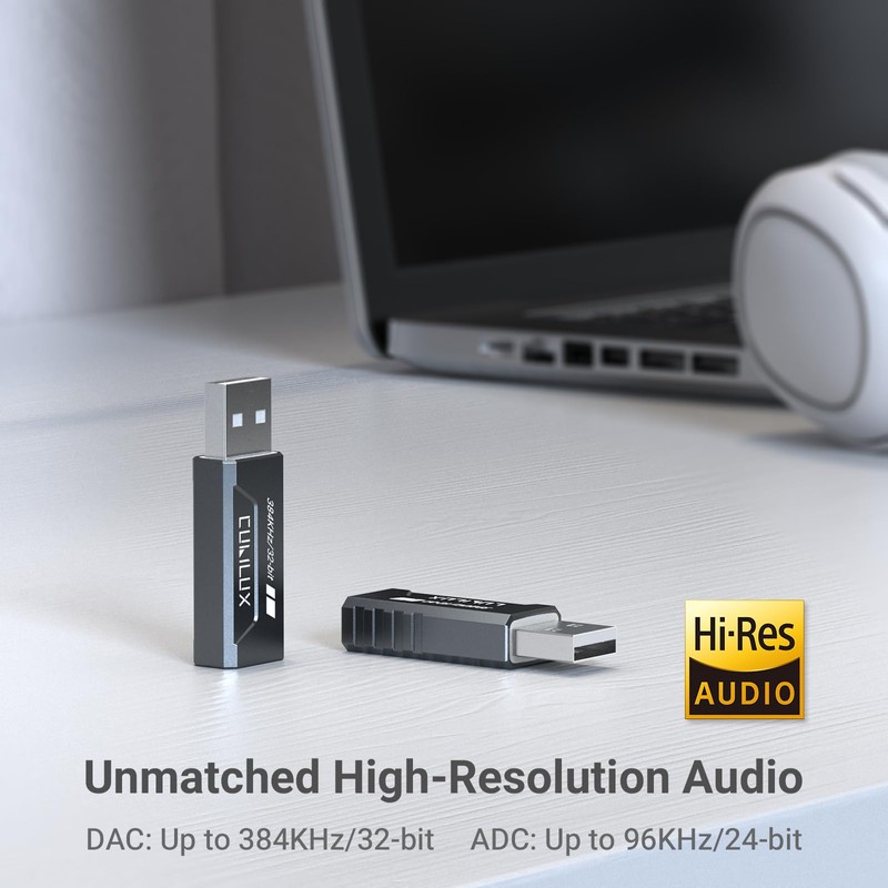 Cubilux USB to 3.5mm Audio Adapter, Hi-Res 384KHz/32-bit USB A