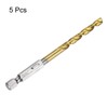 sourcing map 5pcs 1/4" Hex Shank Drill Bit 13/64" Gold