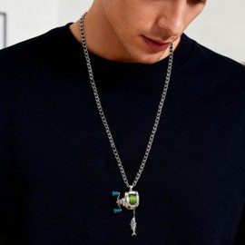 Lyfange Fishing Reel Necklace Rotating Handle Fish Necklace Spinning Reel Fishing Gear Necklaces Funny Swirling Pendant Necklaces Enthusiast Gifts Jewelry Accessories (A)