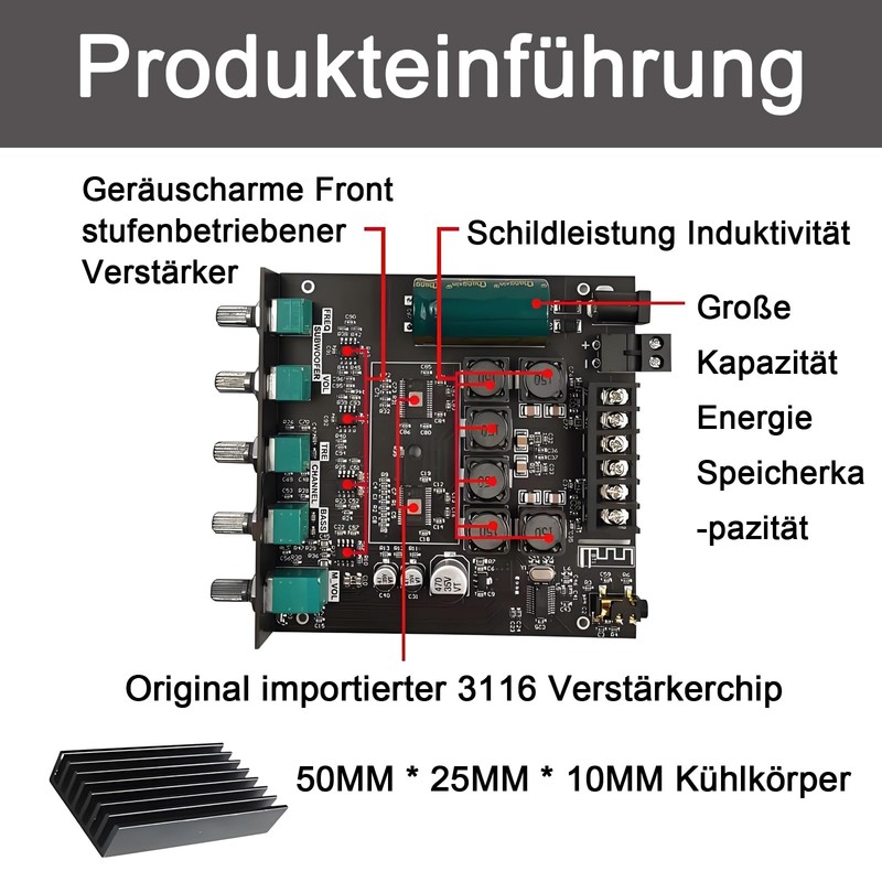 GERUI Audio Amplifier Module ZK-MT21 2.1 Channel Bluetooth Digital Power