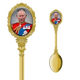 King Charles III Coronation Ornamental Teaspoon Commemorative Memorabilia Decorative Spoon Souvenirs Home Deco (by LILAJ)